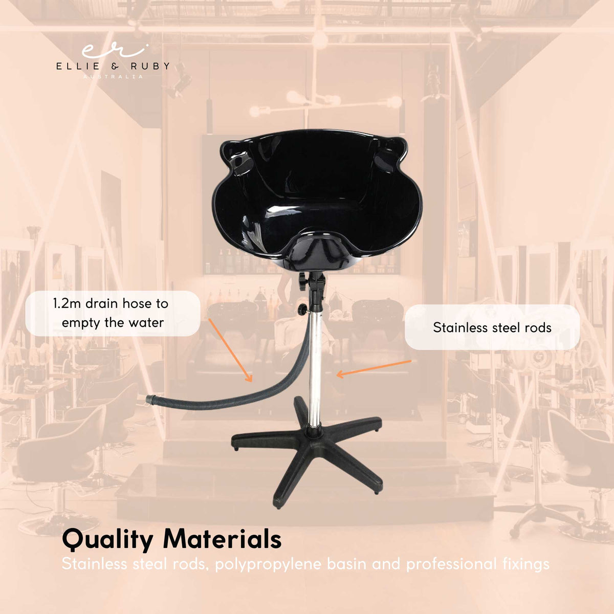 Ellie & Ruby Large Portable Hairdressing Salon Basin Hair Washing Deep Sink Bowl