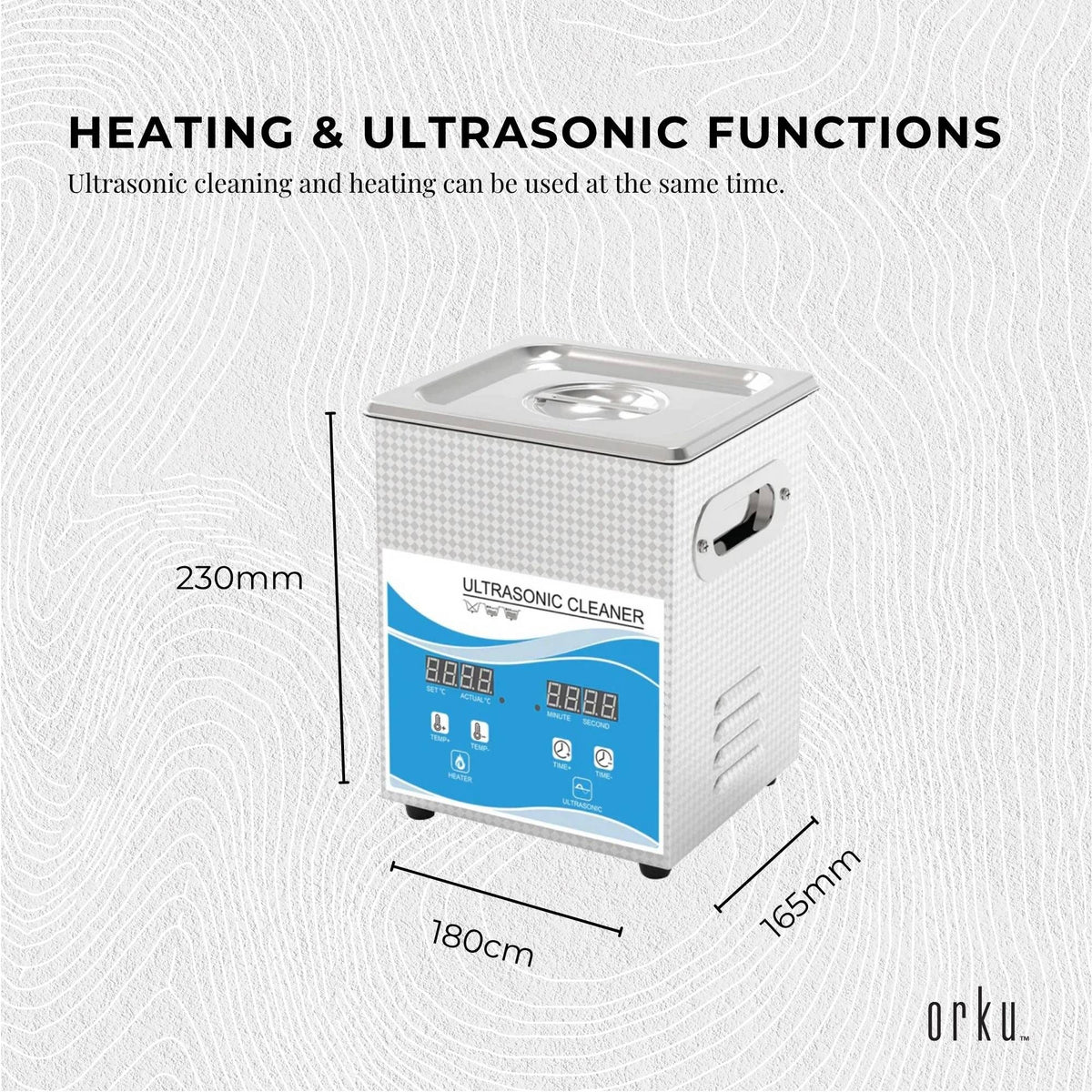 Orku 2L Digital Ultrasonic Jewellery Cleaner for Watches and Parts