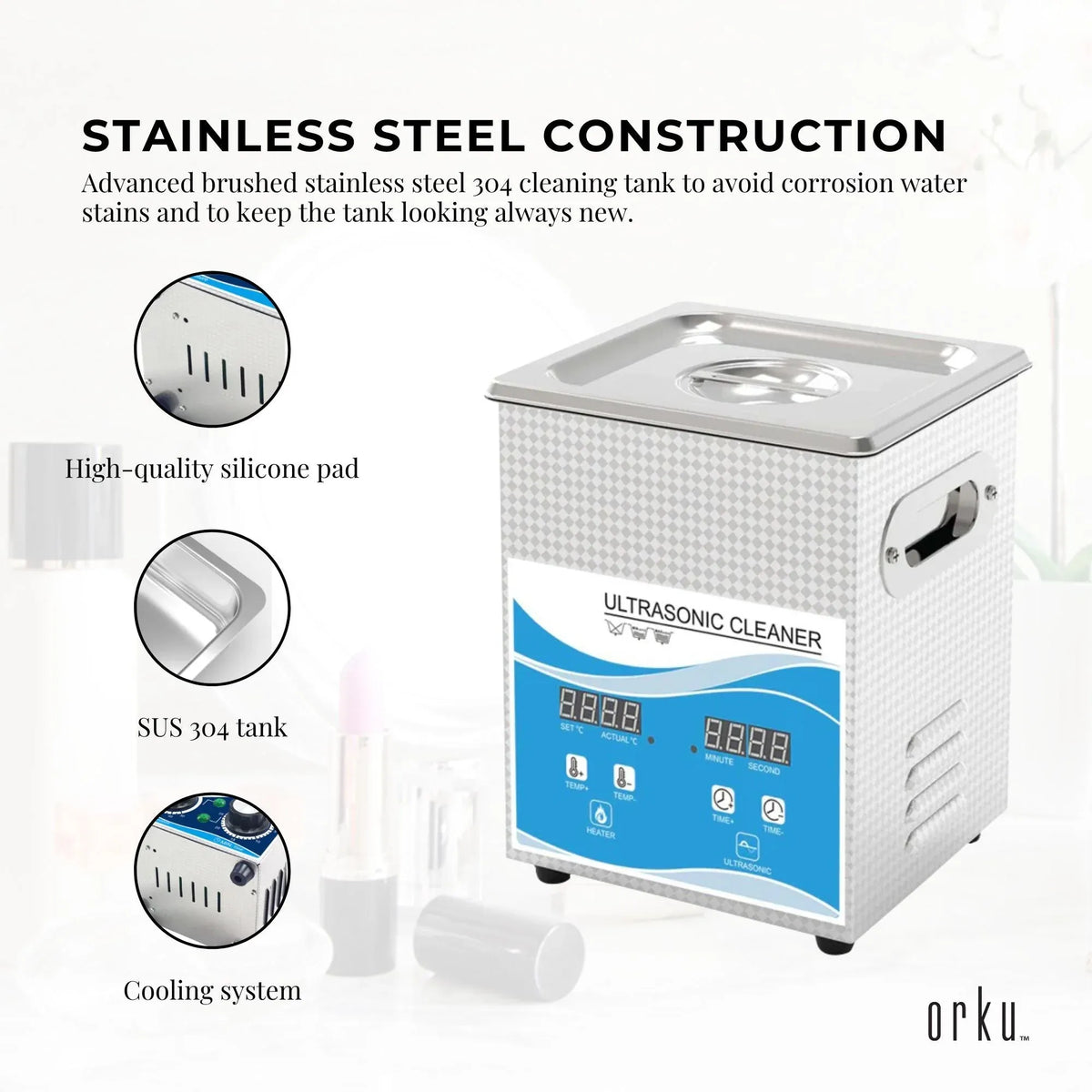 Orku 2L Digital Ultrasonic Jewellery Cleaner for Watches and Parts