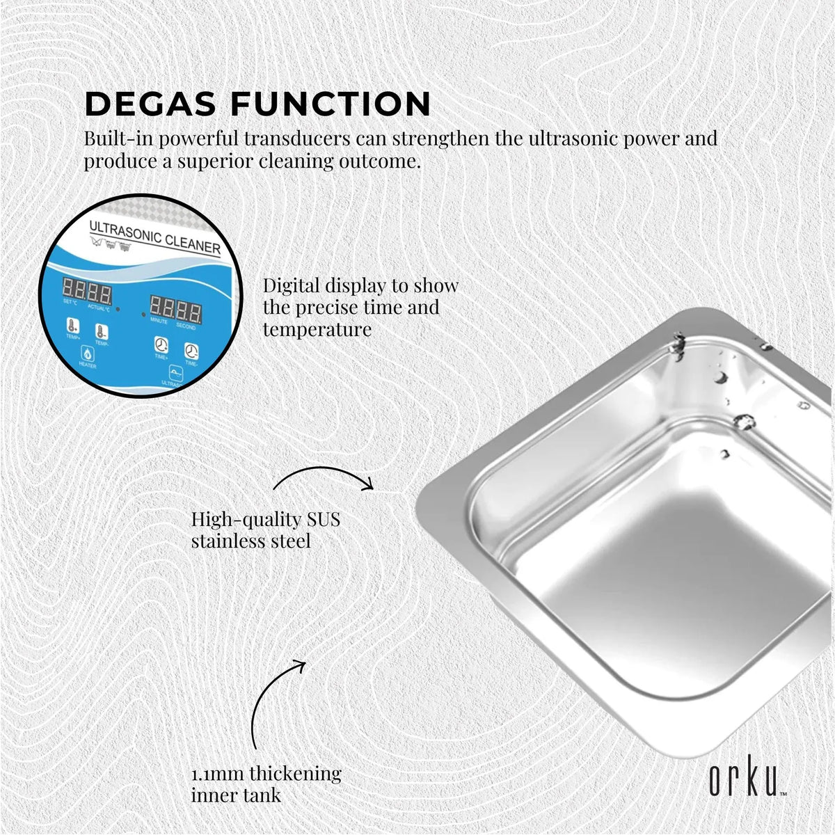 Orku 2L Digital Ultrasonic Jewellery Cleaner for Watches and Parts