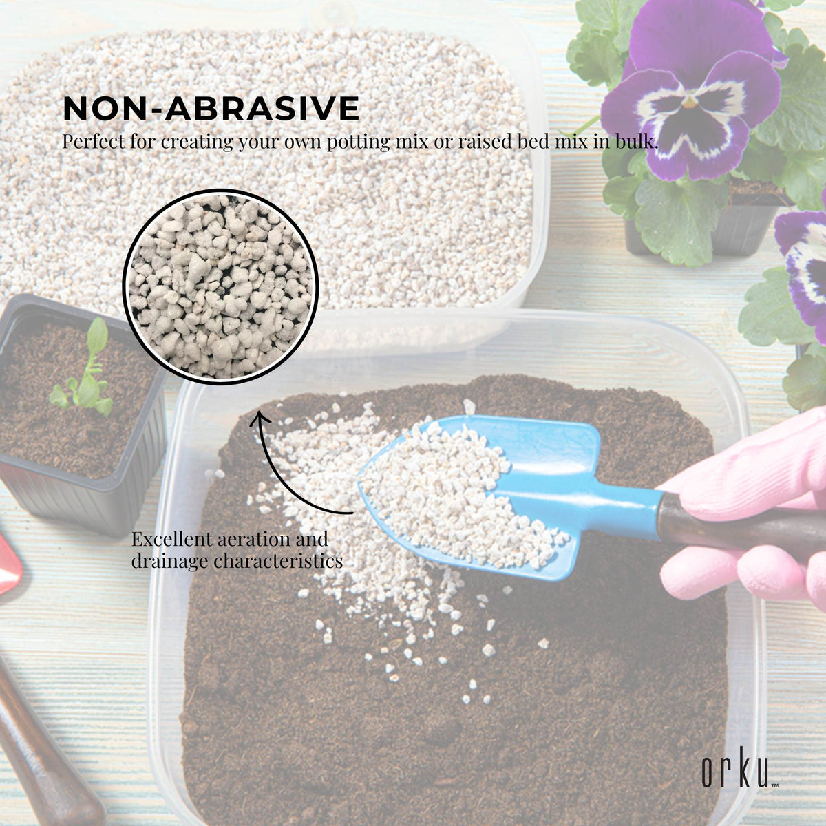 Orku 50L Perlite Coarse Premium Soil Expanded Medium Plants Hydroponics