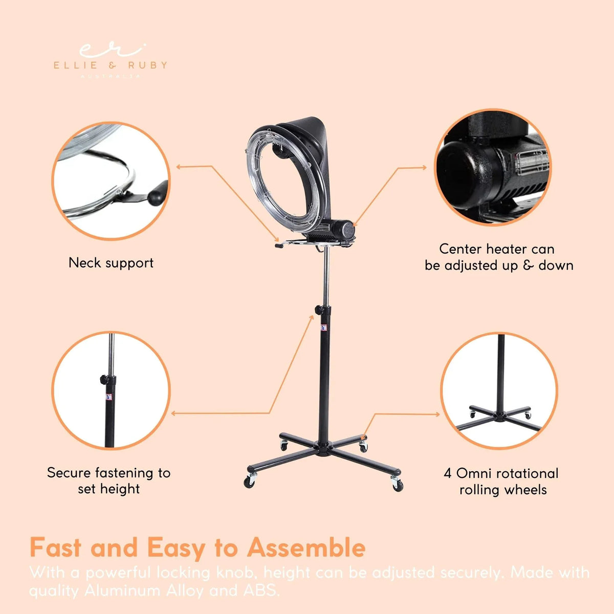 Ellie & Ruby Standing Hair Dryer Accelerator - 360 Rotating Halo Rolling