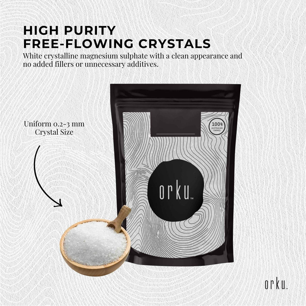 Orku 400g USP Epsom Salt Crystals Magnesium Sulphate - Bath Soak Salts