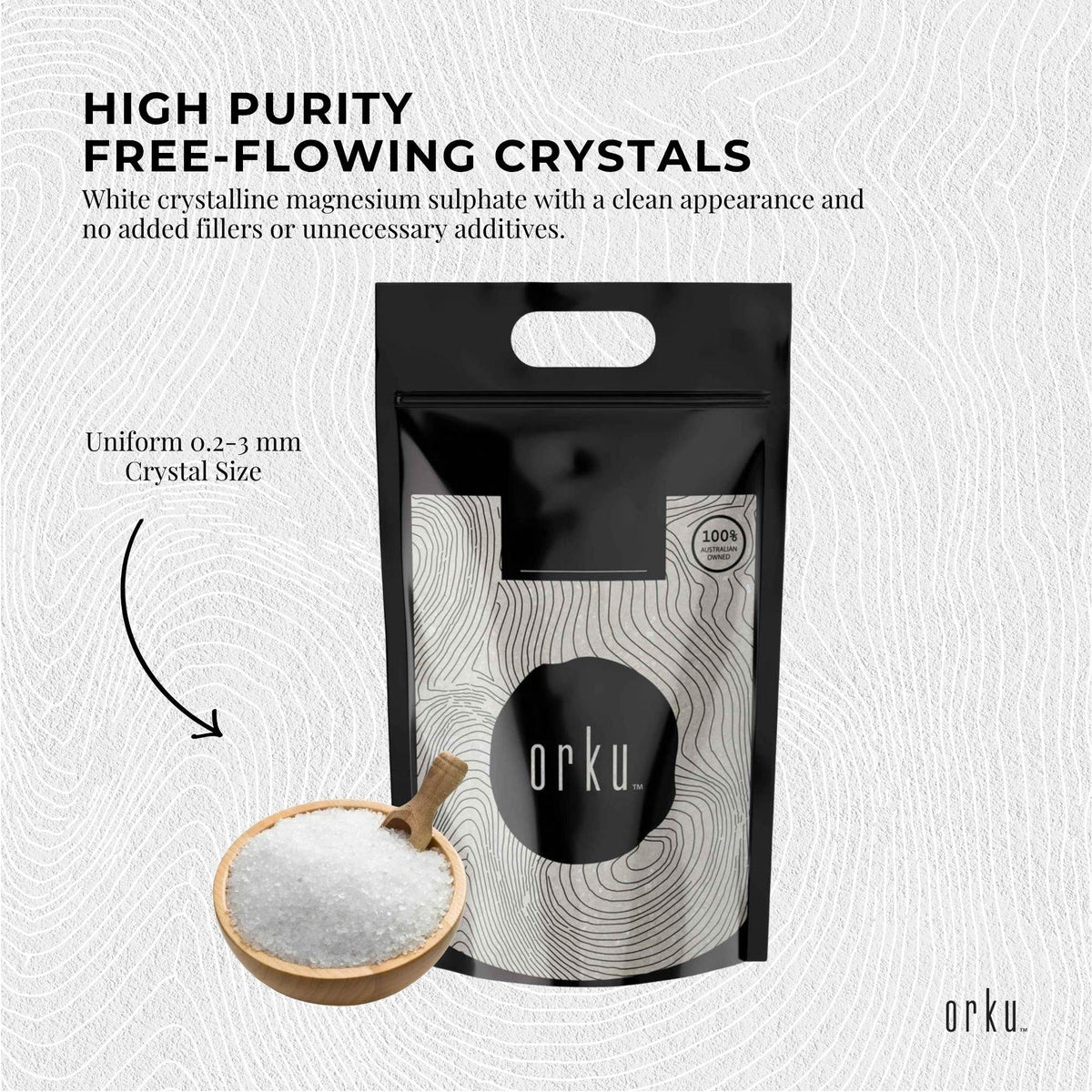 Orku 5Kg USP Epsom Salt Crystals Magnesium Sulphate - Bath Soak Salts