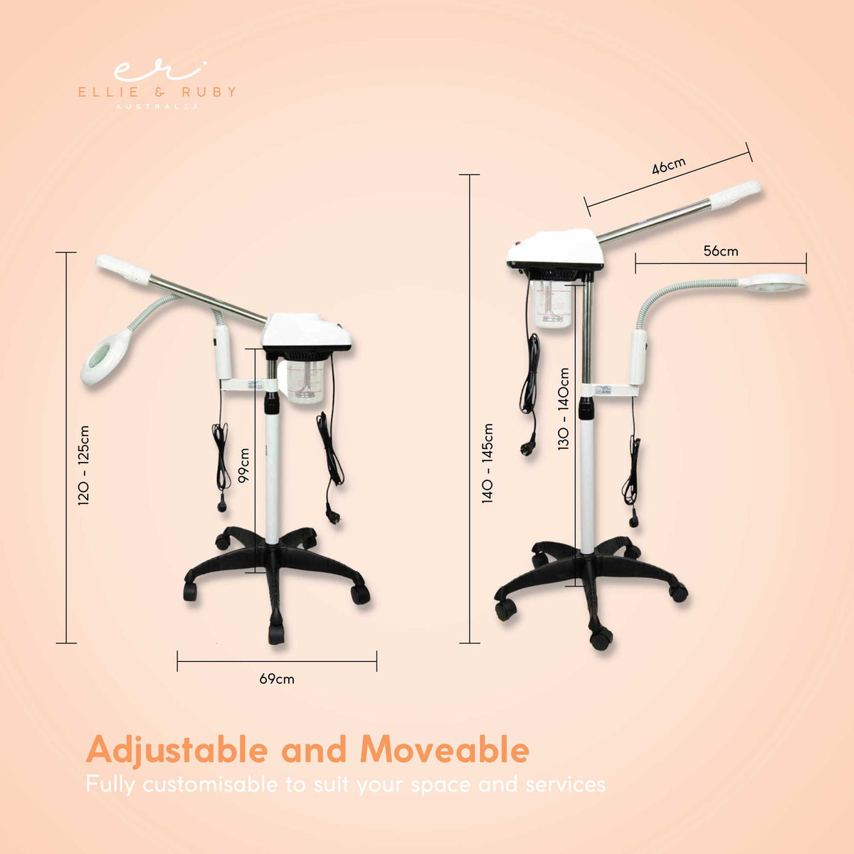 Ellie & Ruby Facial Steamer Magnifying Lamp - 2in1 Professional Beauty Machine