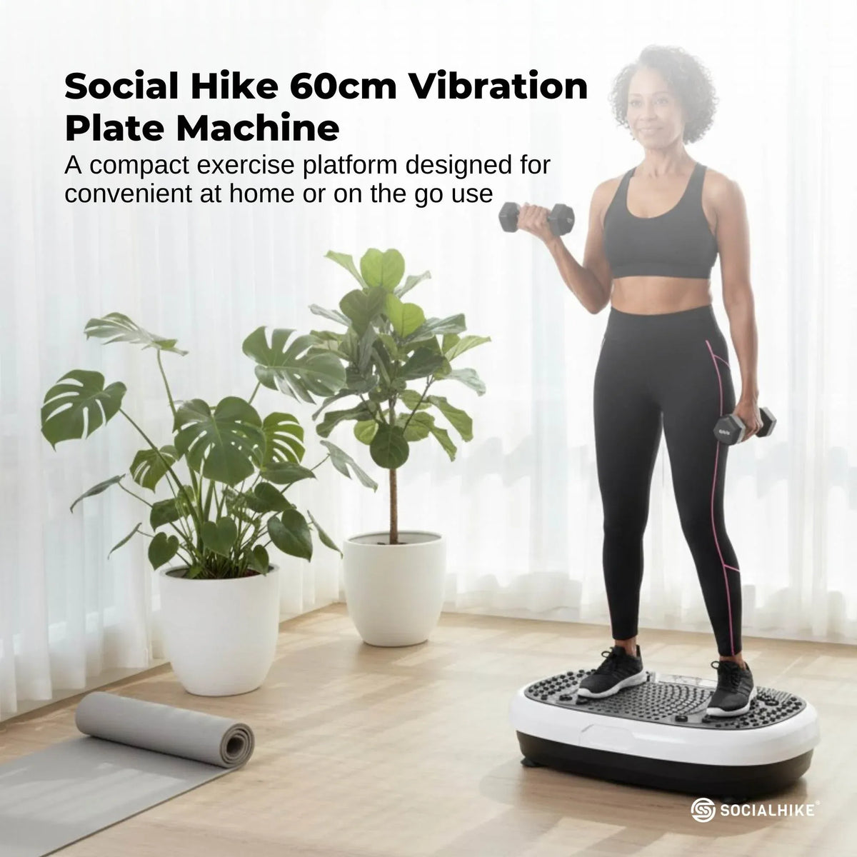 Social Hike 60cm Vibration Plate Machine Full Body Exercise Platform White