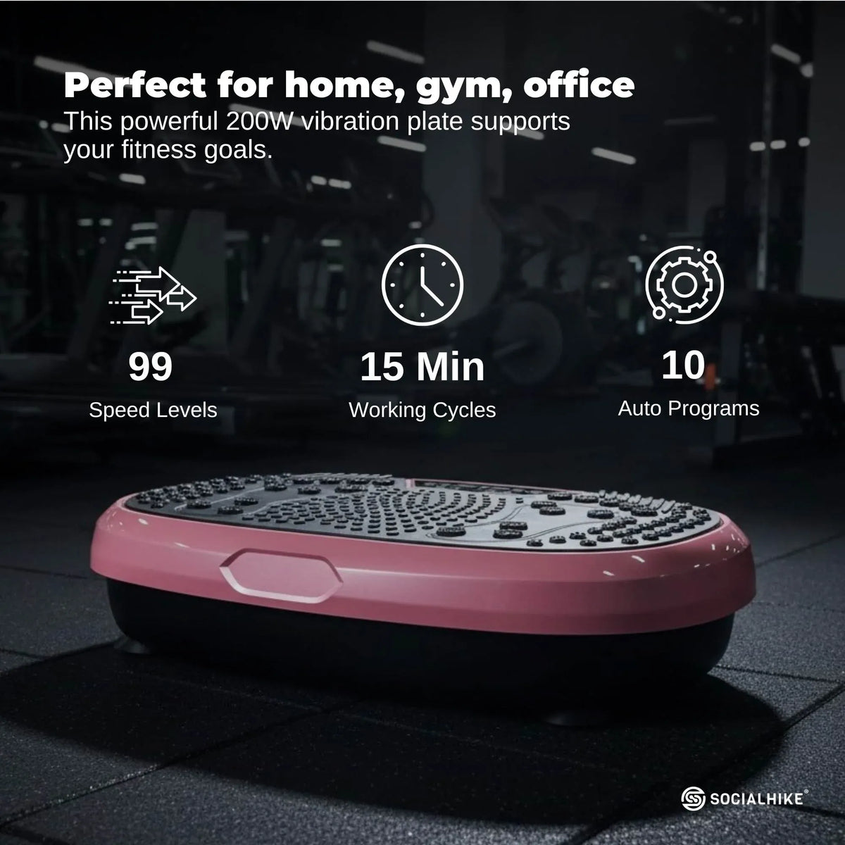 Social Hike 60cm Vibration Plate Machine Full Body Exercise Platform Pink