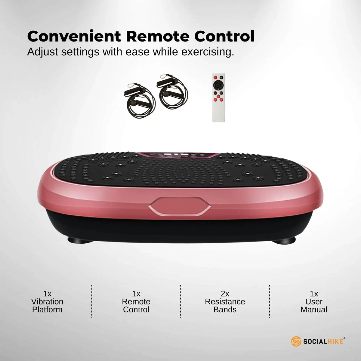 Social Hike 60cm Vibration Plate Machine Full Body Exercise Platform Pink