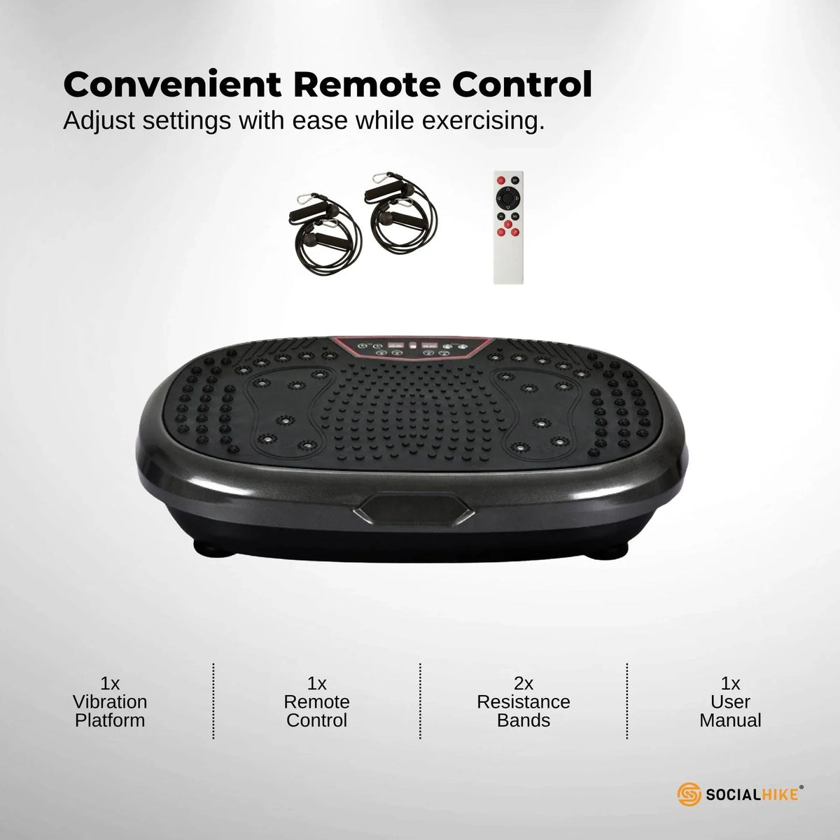 Social Hike 60cm Vibration Plate Machine Full Body Exercise Platform Black