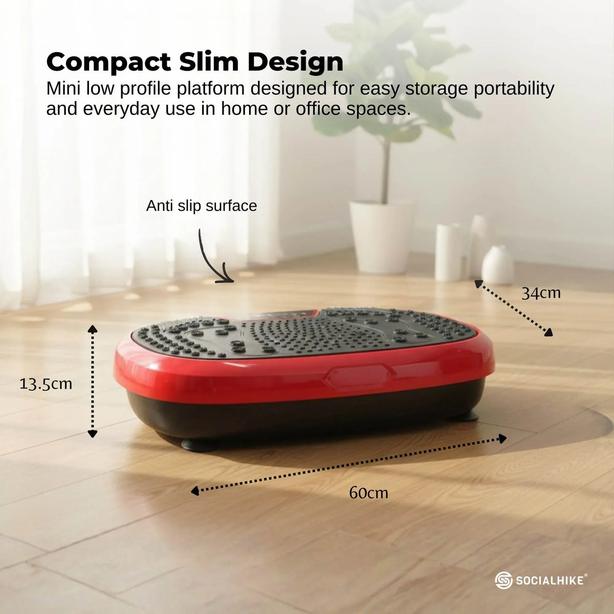 Social Hike 60cm Vibration Plate Machine Full Body Exercise Platform Red