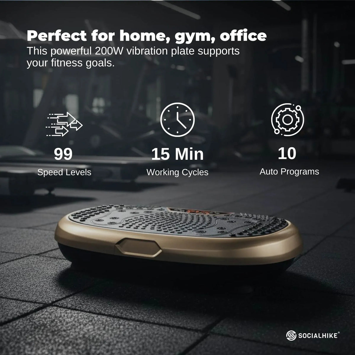 Social Hike 60cm Vibration Plate Machine Full Body Exercise Platform Gold