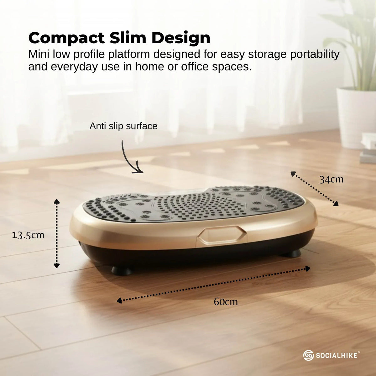 Social Hike 60cm Vibration Plate Machine Full Body Exercise Platform Gold