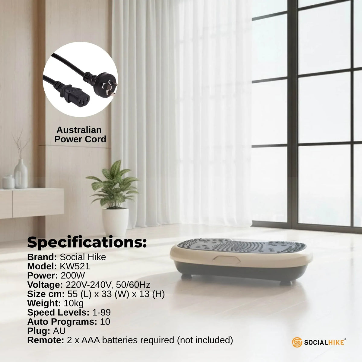 Social Hike 60cm Vibration Plate Machine Full Body Exercise Platform Gold