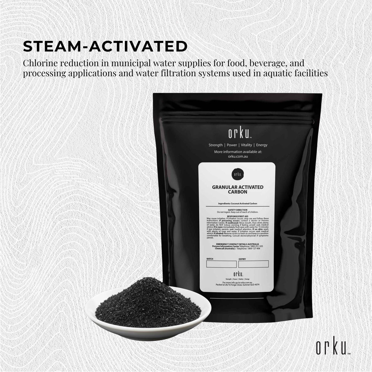 Orku 1Kg Granular Activated Carbon GAC Coconut Shell Charcoal Filtration Media