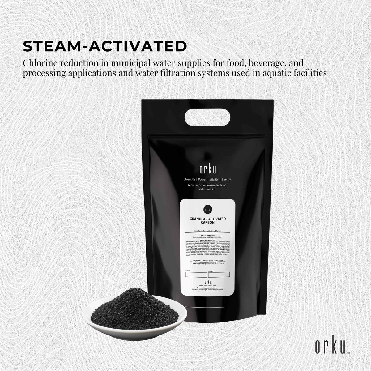 Orku 2Kg Granular Activated Carbon GAC Coconut Shell Charcoal Filtration Media