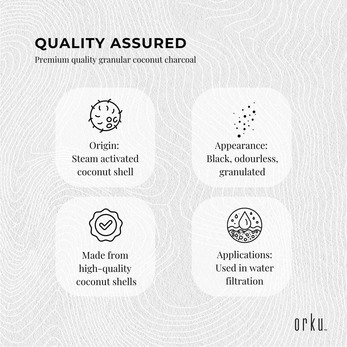 Orku 5Kg Granular Activated Carbon GAC Coconut Shell Charcoal Filtration Media