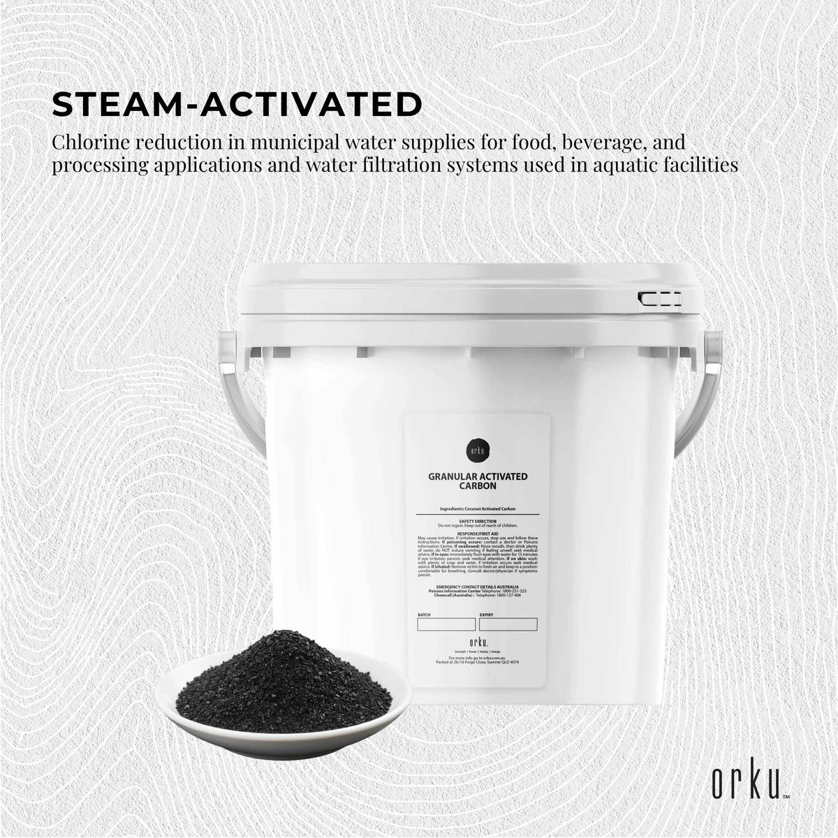 Orku 2.5Kg Granular Activated Carbon GAC Coconut Shell Charcoal Filtration Media