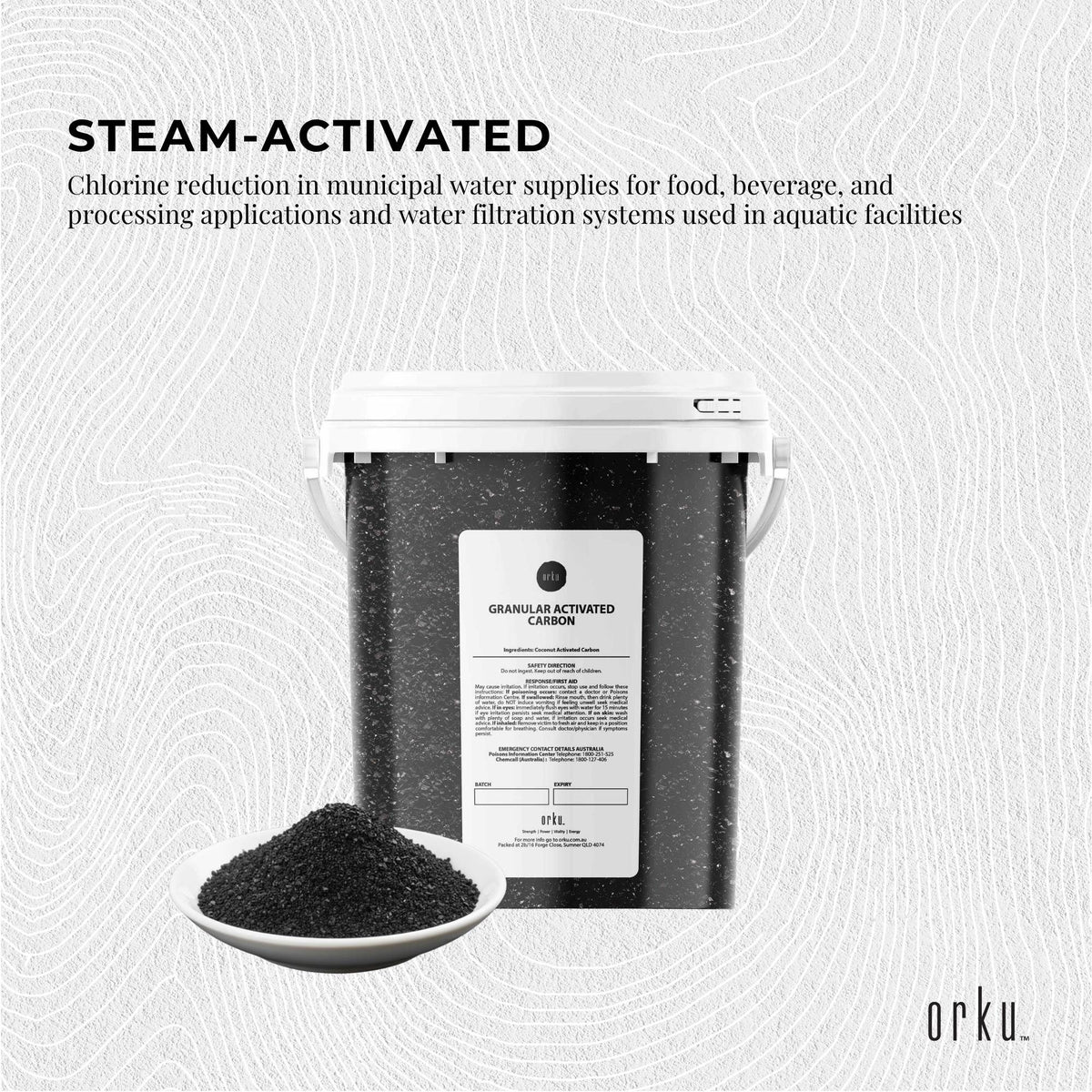 Orku 600g Granular Activated Carbon GAC Coconut Shell Charcoal Filtration Media