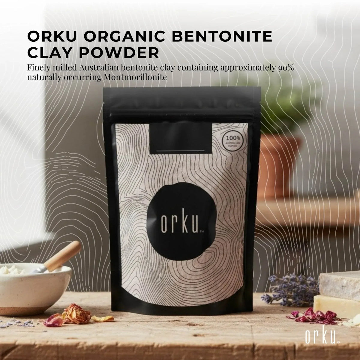 Orku 400g Organic Bentonite Clay Powder Cosmetic Grade Montmorillonite