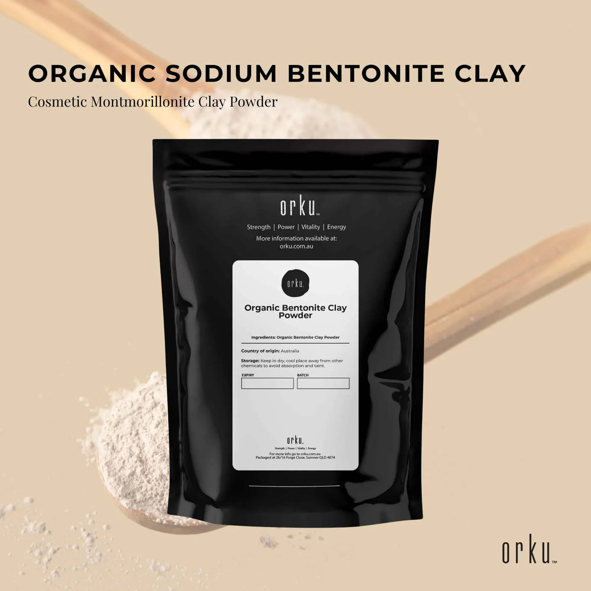 Orku 1Kg Organic Bentonite Clay Powder Cosmetic Grade Montmorillonite