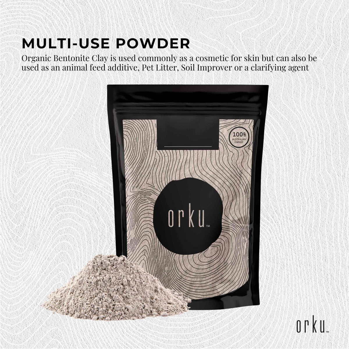 Orku 1Kg Organic Bentonite Clay Powder Cosmetic Grade Montmorillonite
