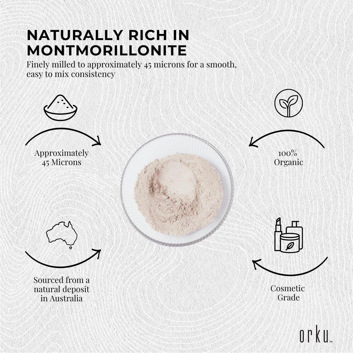 Orku 1.1Kg Organic Bentonite Clay Powder Cosmetic Grade Montmorillonite
