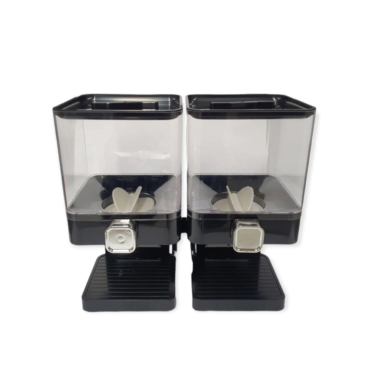 Kitchee 3.7L Double Cereal Dispenser Countertop for Rice Grain Storage Black