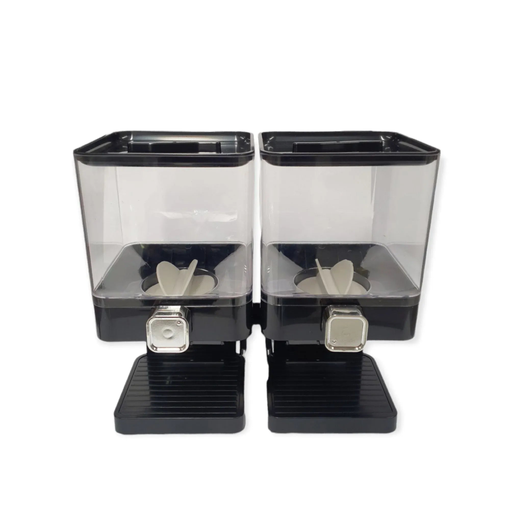 Kitchee 3.7L Double Cereal Dispenser Countertop for Rice Grain Storage Black