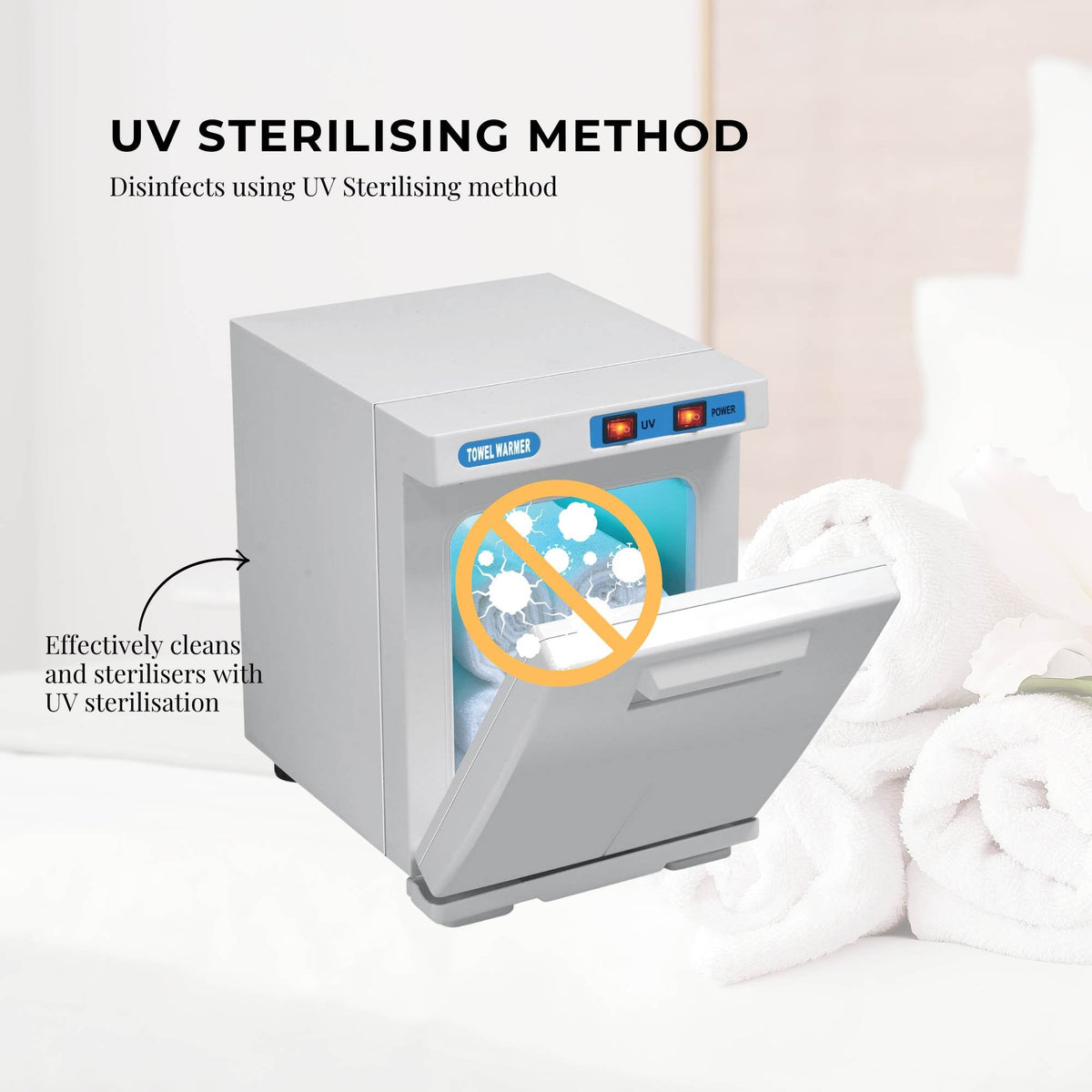 Orku 5L White Electric Hand Towel Warmer Mini UV Steriliser Cabinet Salon Heater