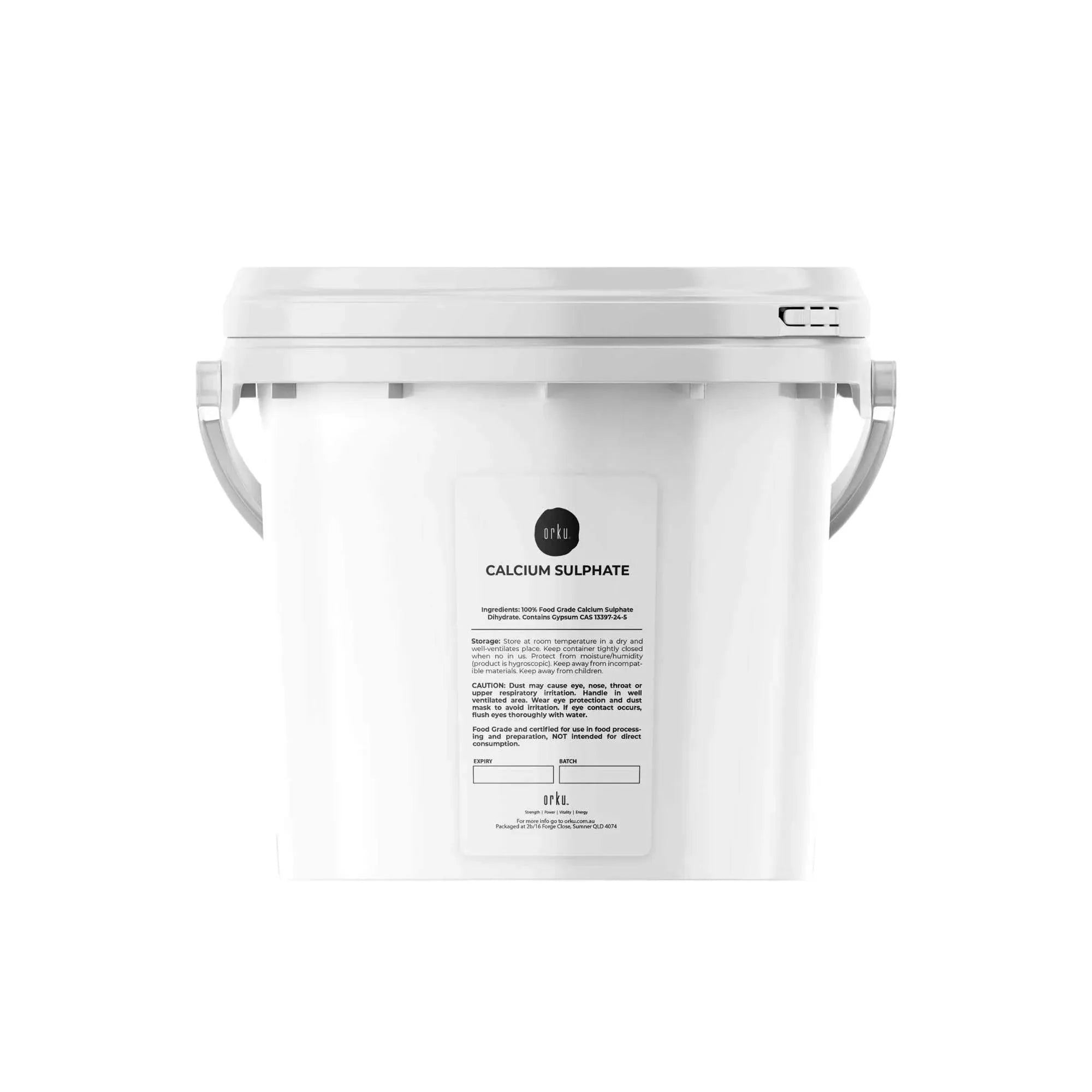 Orku 5Kg Fine Calcium Sulphate Gypsum Powder Tub - Dihydrate Food Grade FCC E516