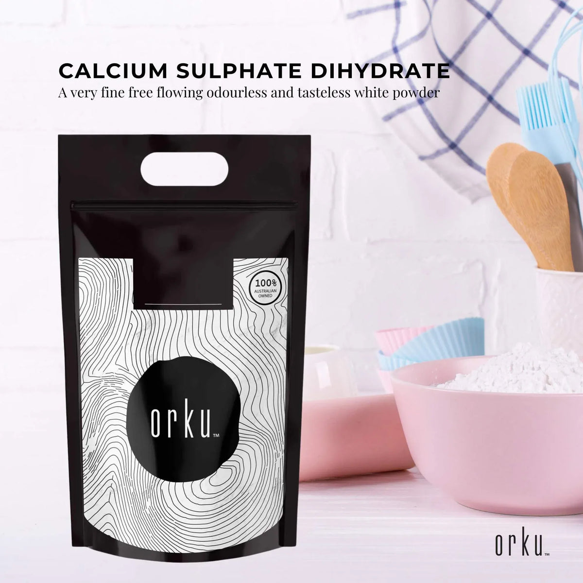 Orku 10Kg Fine Calcium Sulphate Gypsum Powder - Dihydrate Food Grade FCC E516