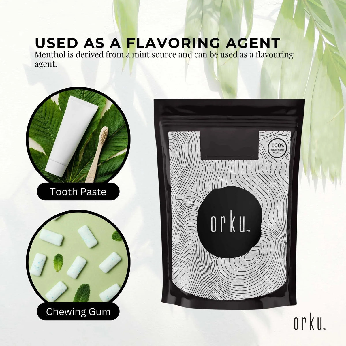 Orku 400g Menthol Crystals - USP Grade L-Menthol Mint Flakes C10H200