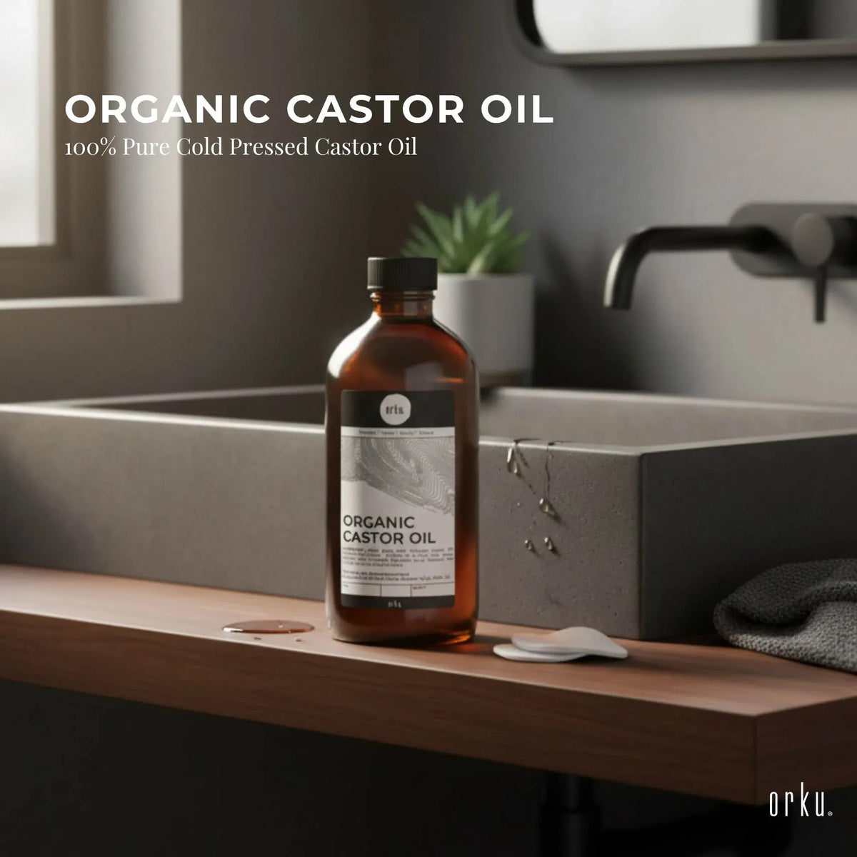 Orku 1.5L Organic Castor Oil - Hexane Free Cold Pressed