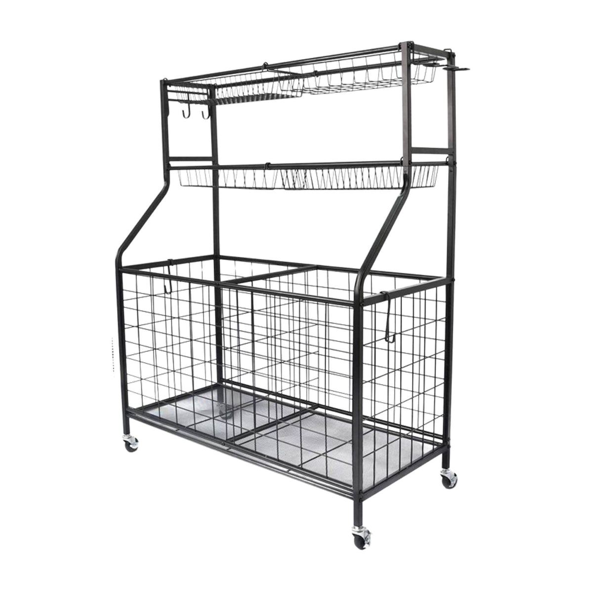Social Hike Sports Equipment Storage Organiser Trolley on Wheels for Garage