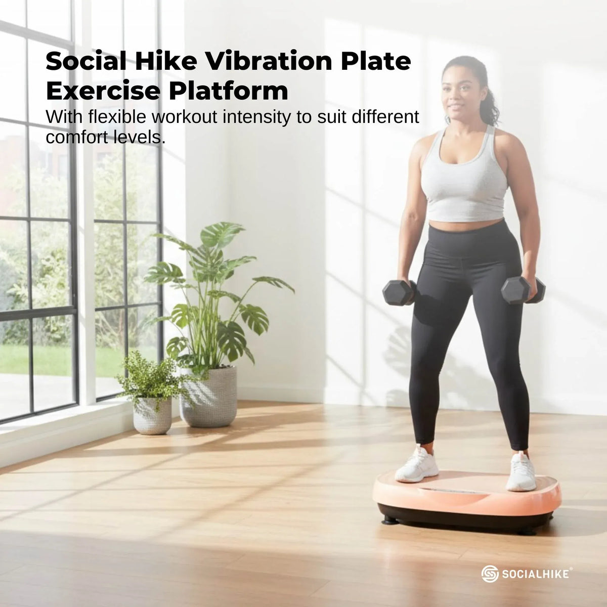 Social Hike 55cm Vibration Plate Machine Full Body Exercise Platform 200W Pink