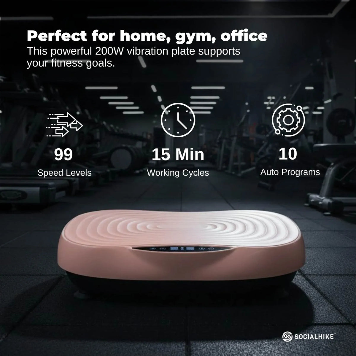 Social Hike 55cm Vibration Plate Machine Full Body Exercise Platform 200W Pink