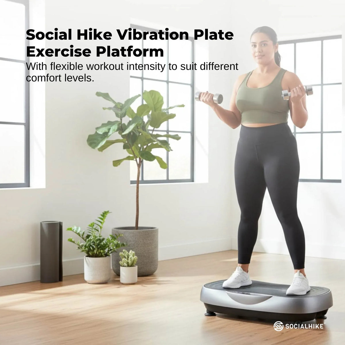 Social Hike 55cm Vibration Plate Machine Full Body Exercise Platform 200W Grey