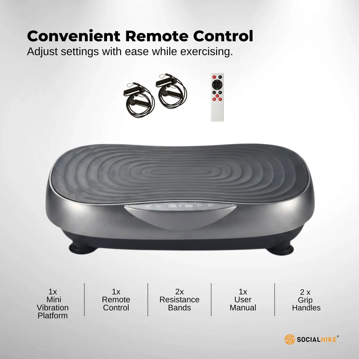 Social Hike 55cm Vibration Plate Machine Full Body Exercise Platform 200W Grey