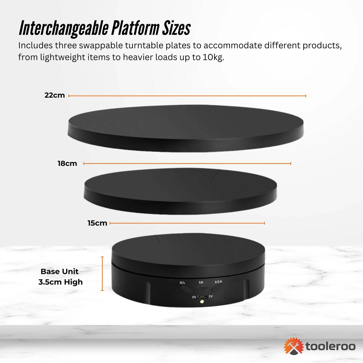 Tooleroo Electric 360 Rotating Product Display Stand for Merchandise Video Black