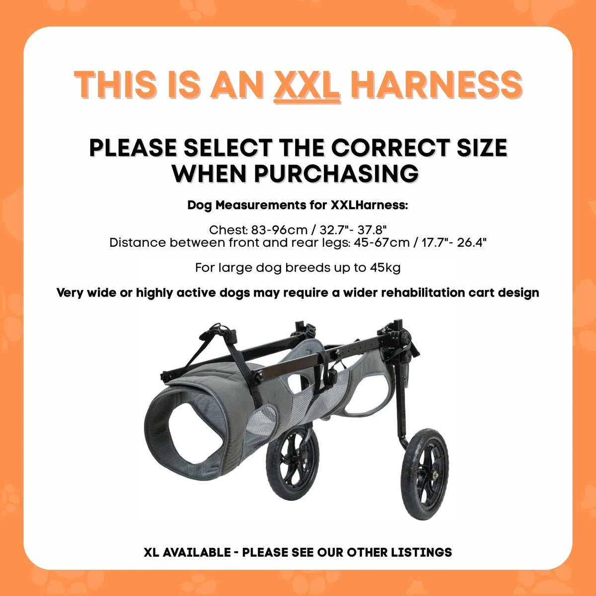 Rooster Farms Large Dog Wheelchair XXL Harness - Adjustable Back Leg Aid