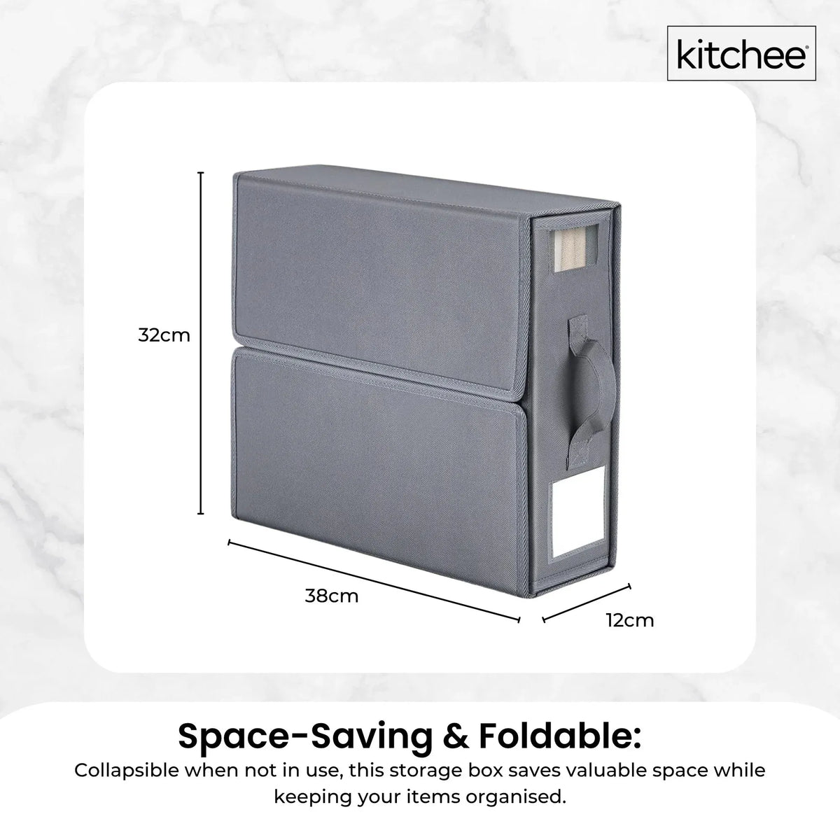 Kitchee Foldable Bed Sheet Storage Box - Linen + Closet Organiser Grey