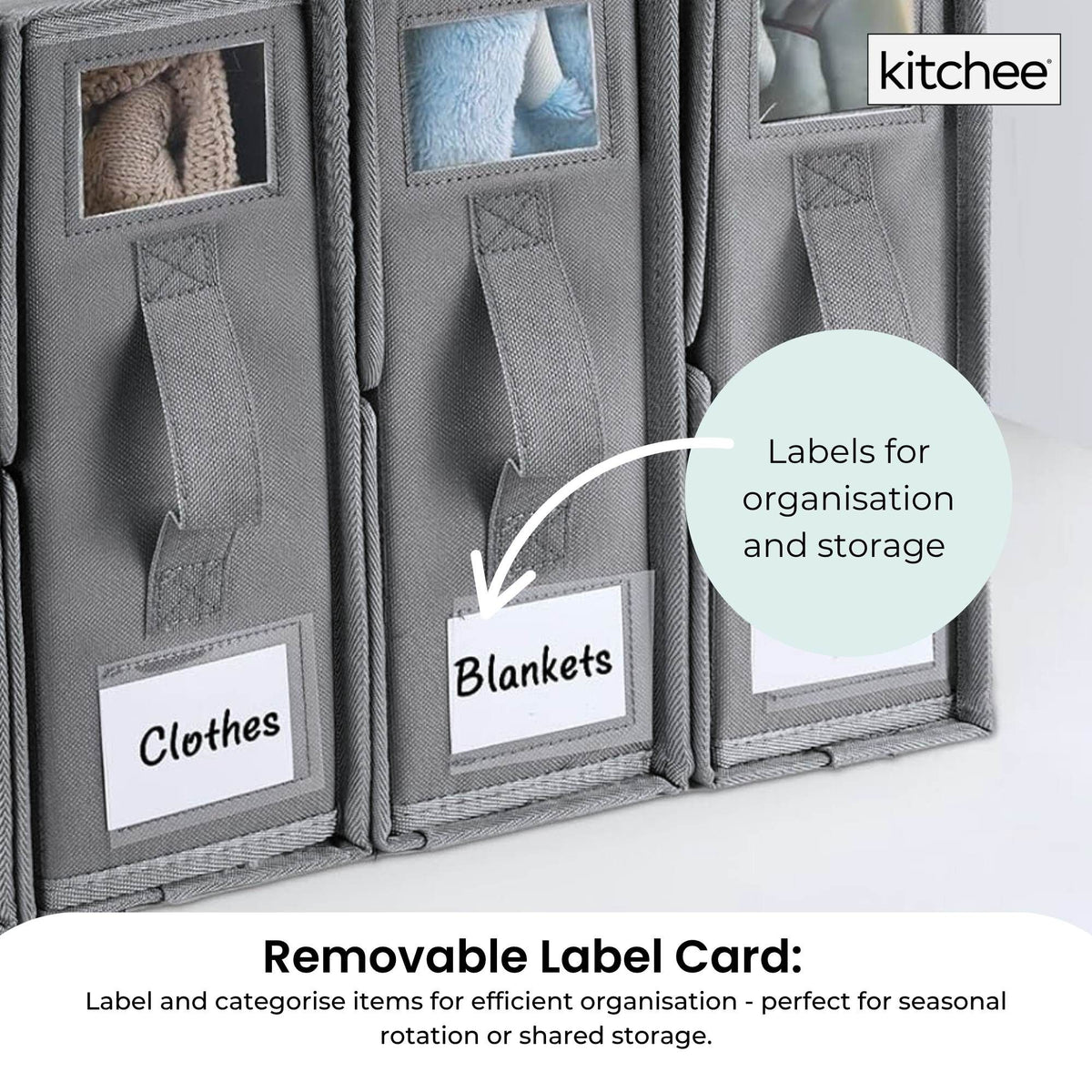 Kitchee 4x Foldable Bed Sheet Storage Box - Linen + Closet Organiser Grey