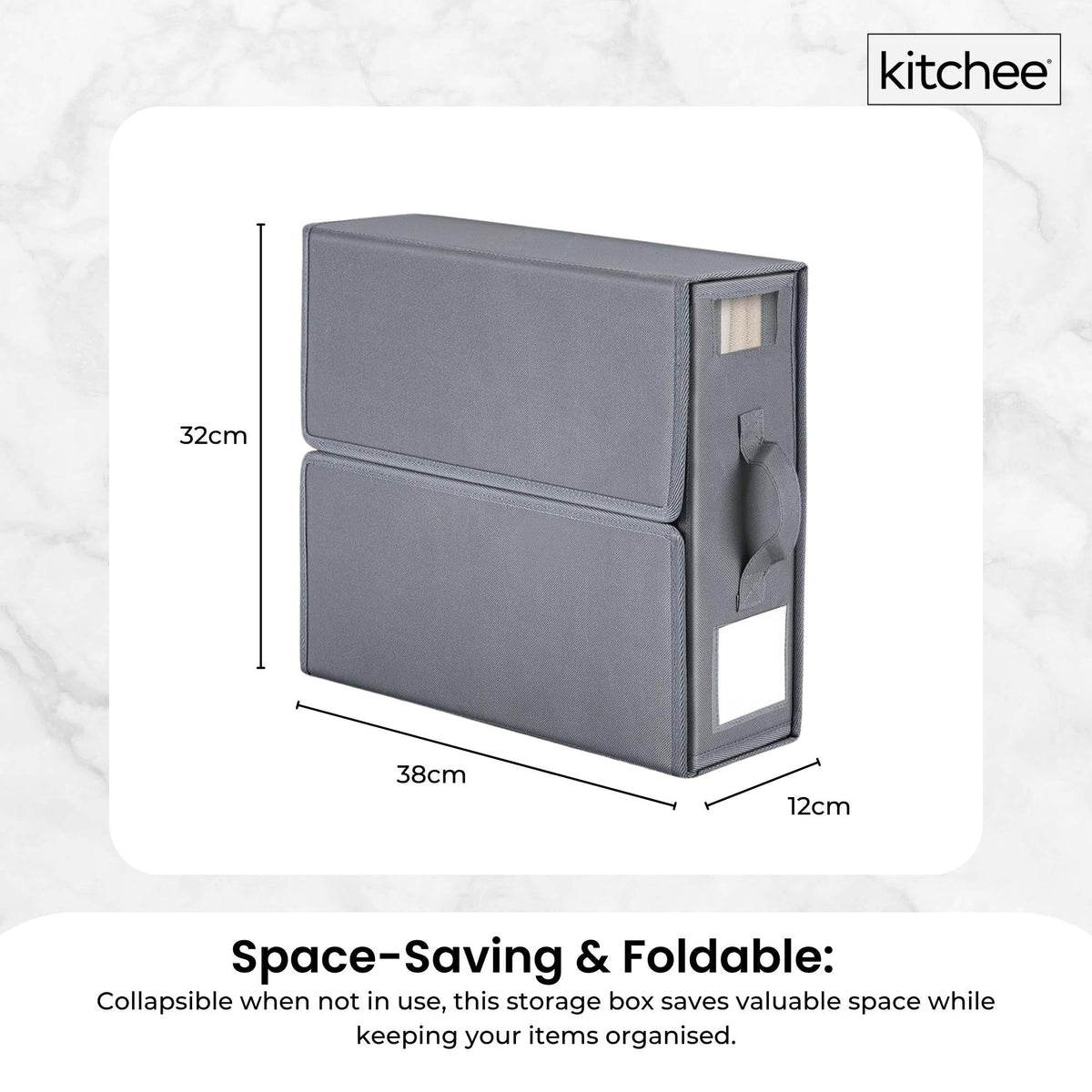Kitchee 10x Foldable Bed Sheet Storage Box - Linen + Closet Organiser Grey