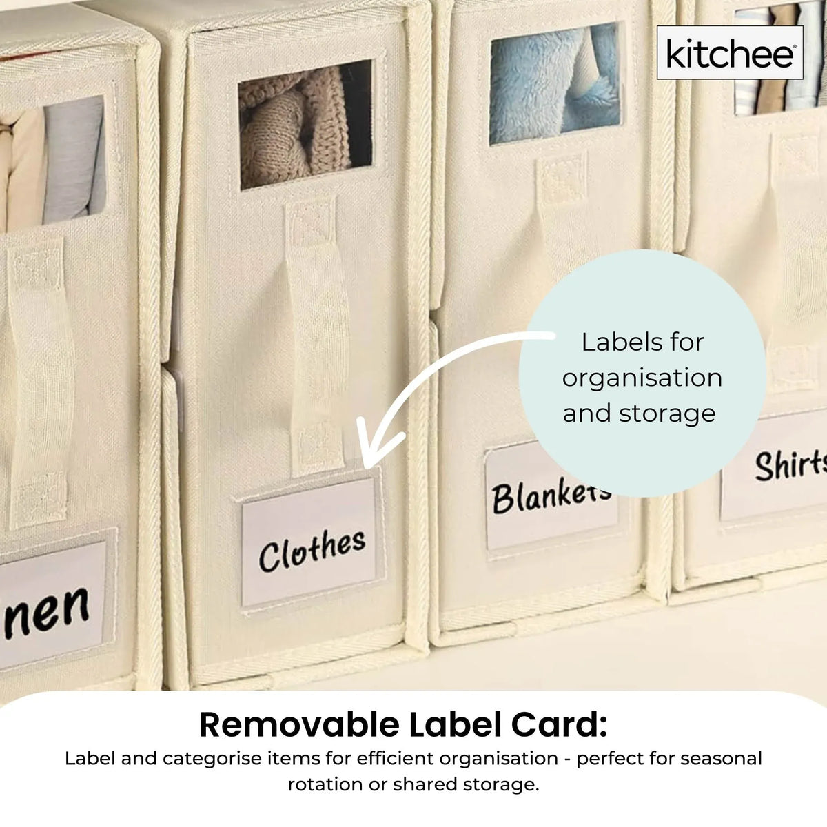Kitchee Foldable Bed Sheet Storage Box - Linen + Closet Organiser Beige