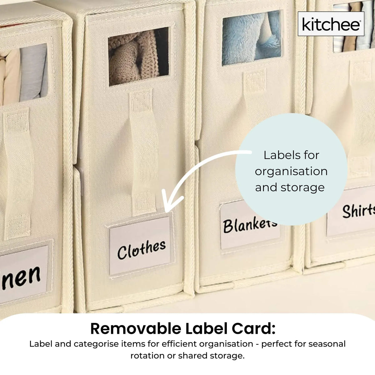 4x Kitchee Foldable Bed Sheet Storage Box - Linen and Closet Organiser Beige