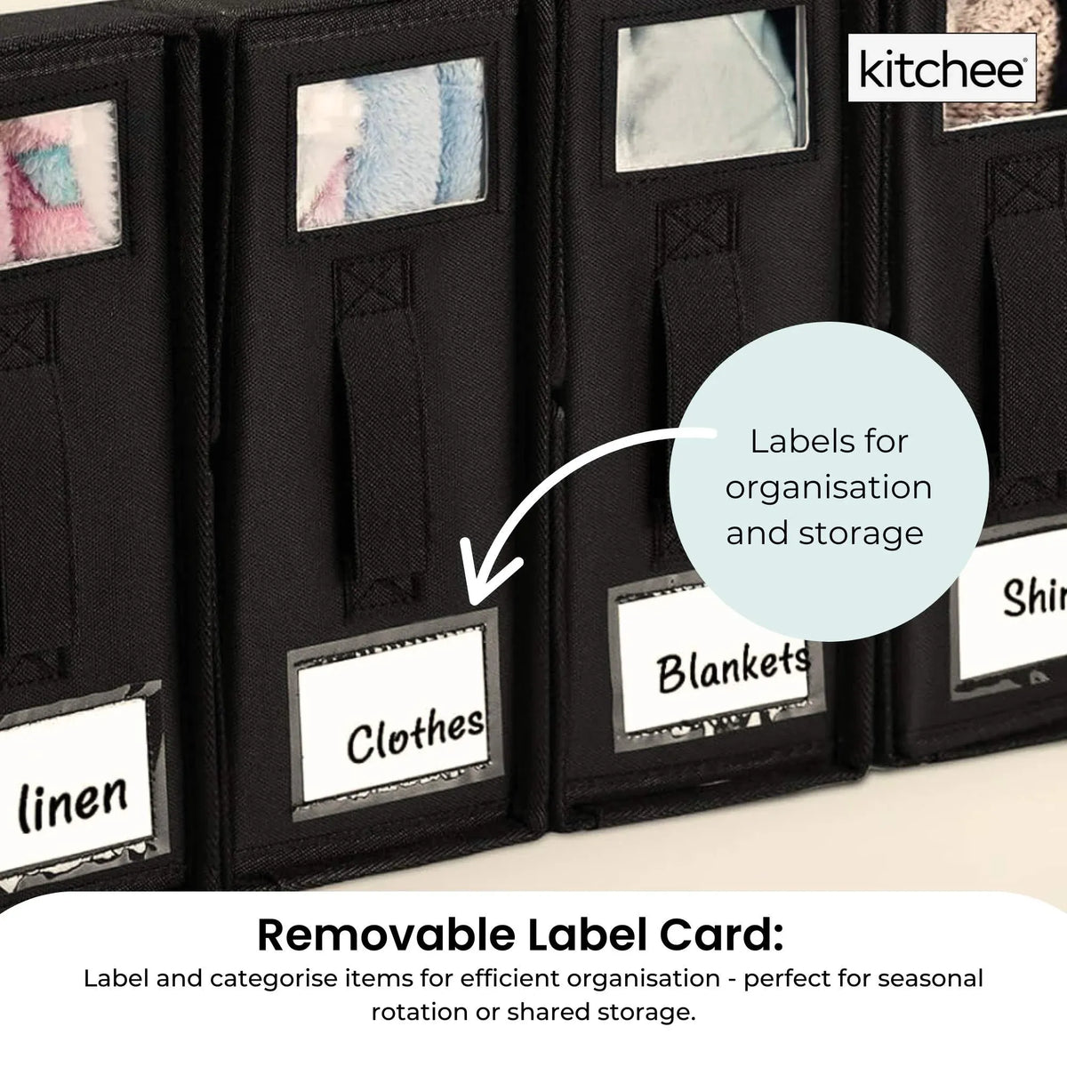 Kitchee Foldable Bed Sheet Storage Box - Linen + Closet Organiser Black