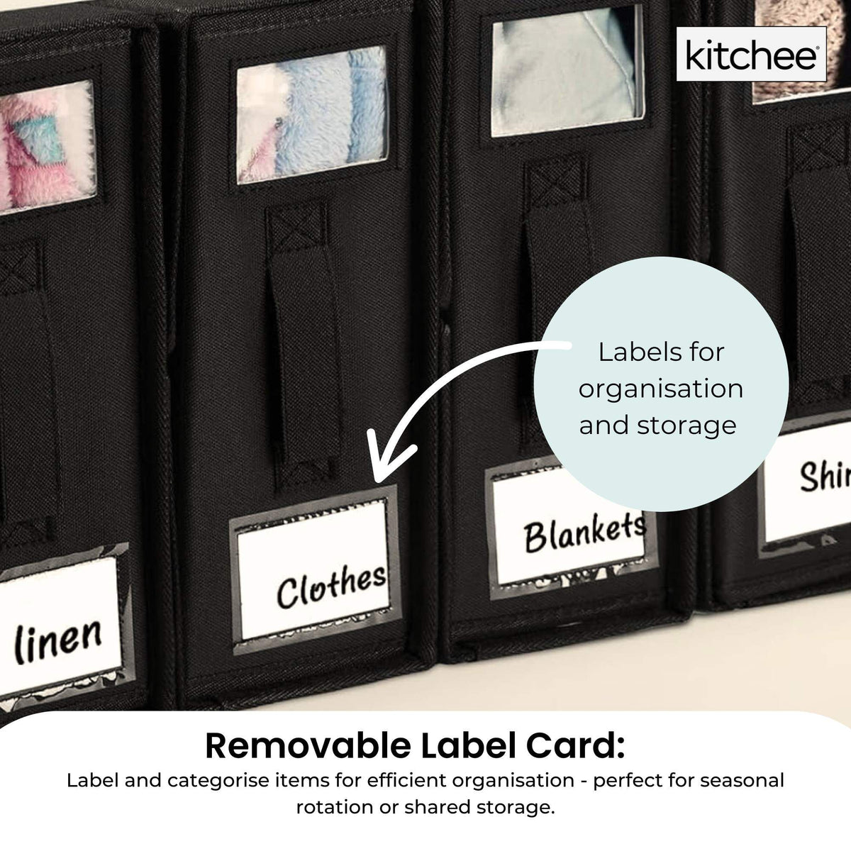4x Kitchee Foldable Bed Sheet Storage Box - Linen and Closet Organiser Black
