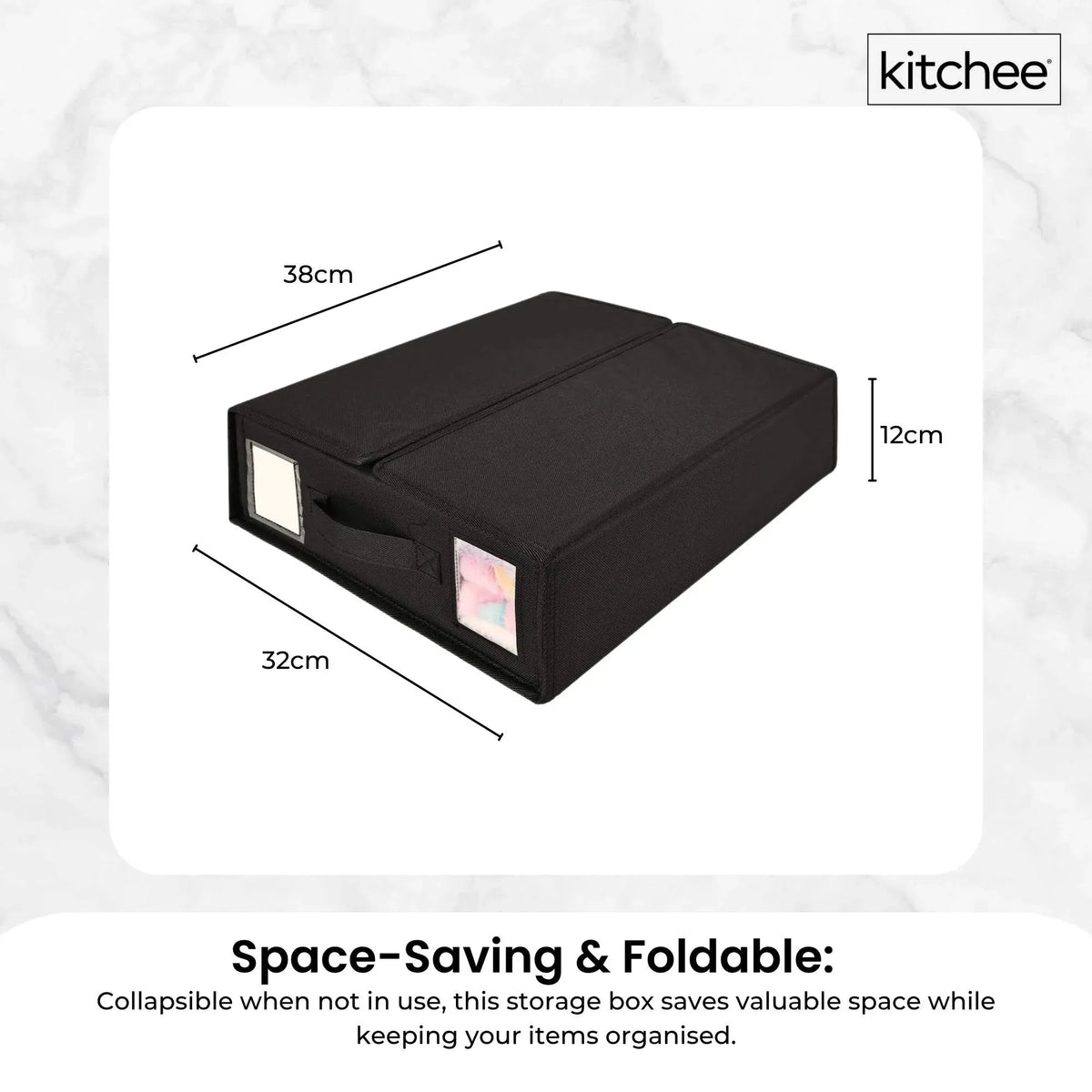4x Kitchee Foldable Bed Sheet Storage Box - Linen and Closet Organiser Black