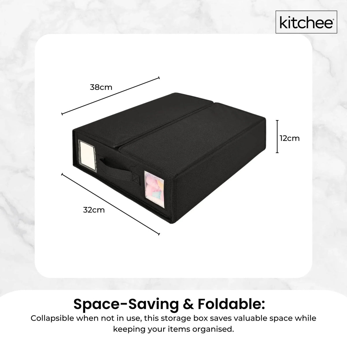 Kitchee 10x Foldable Bed Sheet Storage Box - Linen + Closet Organiser Black