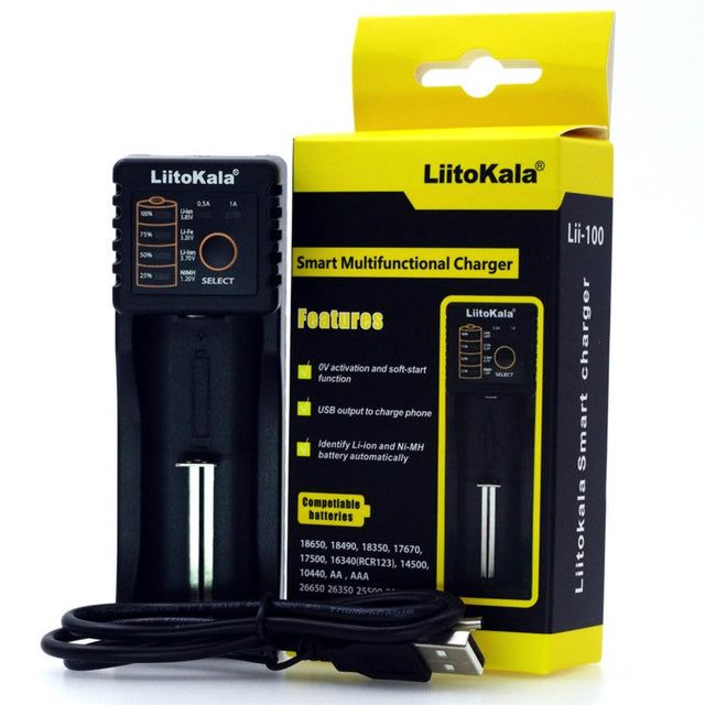LiitoKala Lii 100 Smart Battery Charger USB Output for 18650 AA AAA Li ion NiMH